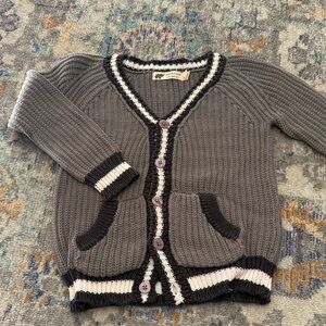 4T Cozy Gray and Black Kids' Cardigan Sweater